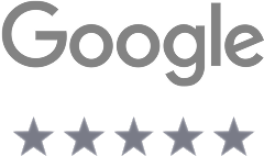 Google logo with five stars rating.